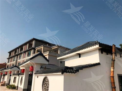 廈門仿古樹脂瓦一體屋檐裝飾塑料瓦片 古建筑門樓圍墻瓦中式門頭仿古瓦 星發牌定制